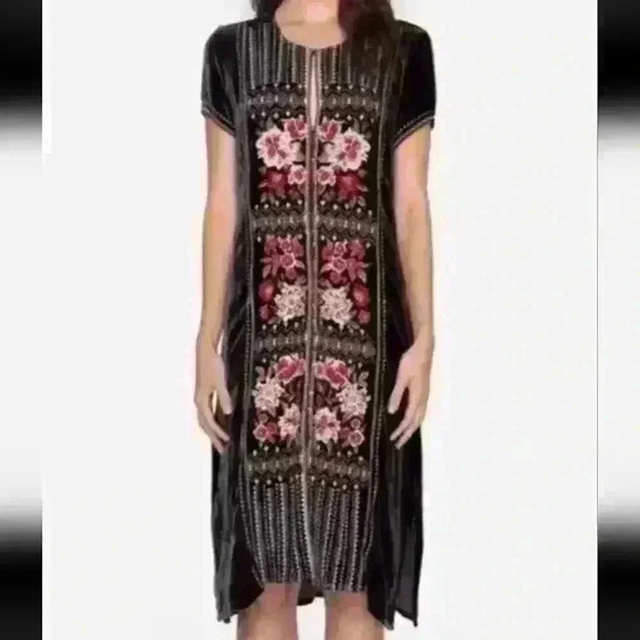 Johnny Was Matilda Button Down Dress | Royal Purple Mid-Length Duster Gown - Picture 2 of 12